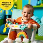 Bright Starts Learn-to-Sit 2-Position Floor Seat with toys and padded seat for baby comfort.