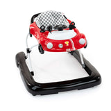 Little Speedster 3-in-1 Car Walker in red with checkered seat, steering wheel, gear shifter, and race-themed design.