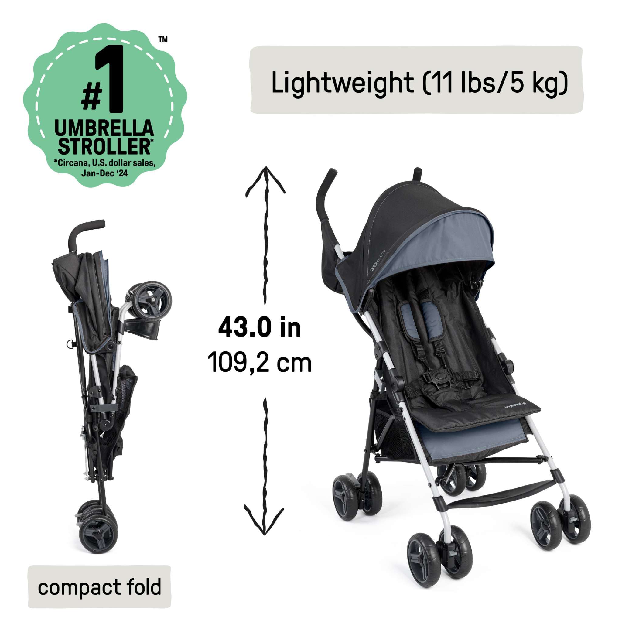 3Dmini Convenience Stroller Slate