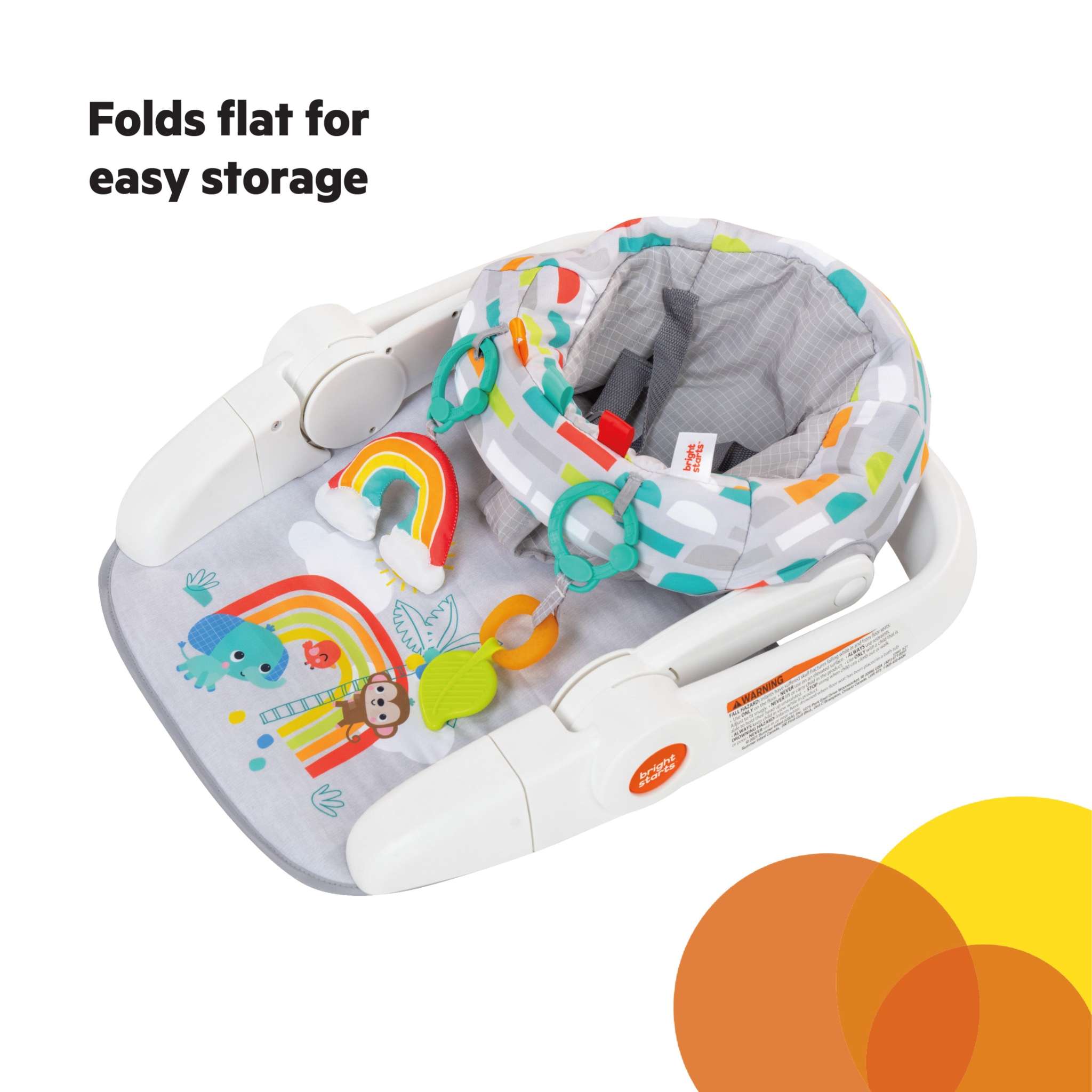 Bright Starts Learn-to-Sit 2-Position Floor Seat with toys and padded seat for baby comfort.