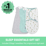 SwaddleMe by Ingenuity Comfort Pack 3-piece baby swaddle set in little bees design for 0-3 months infants