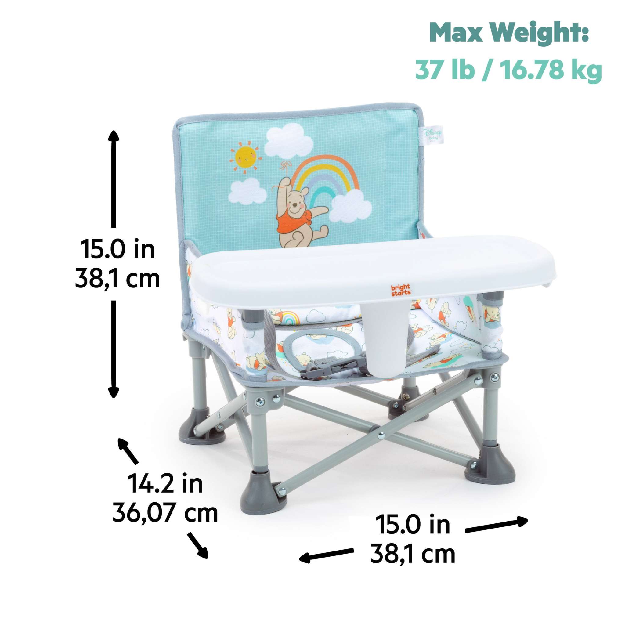 Winie the Pooh Pop 'N Sit Dimensions Diagram
