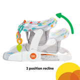 Bright Starts Learn-to-Sit 2-Position Floor Seat with toys and padded seat for baby comfort.