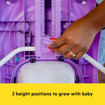 Little Speedster 3-in-1 Car Walker in Purple Power with steering wheel and adjustable height.