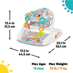Bright Starts Learn-to-Sit 2-Position Floor Seat with toys and padded seat for baby comfort.