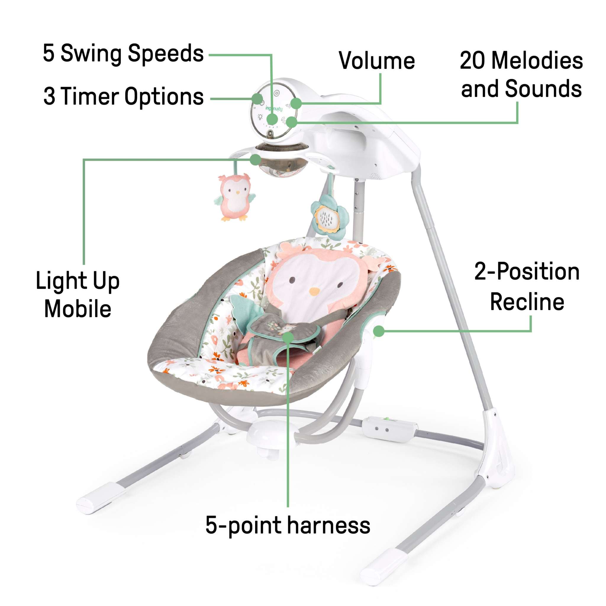 Ingenuity InLighten Soothing Swing Comfort for Babies