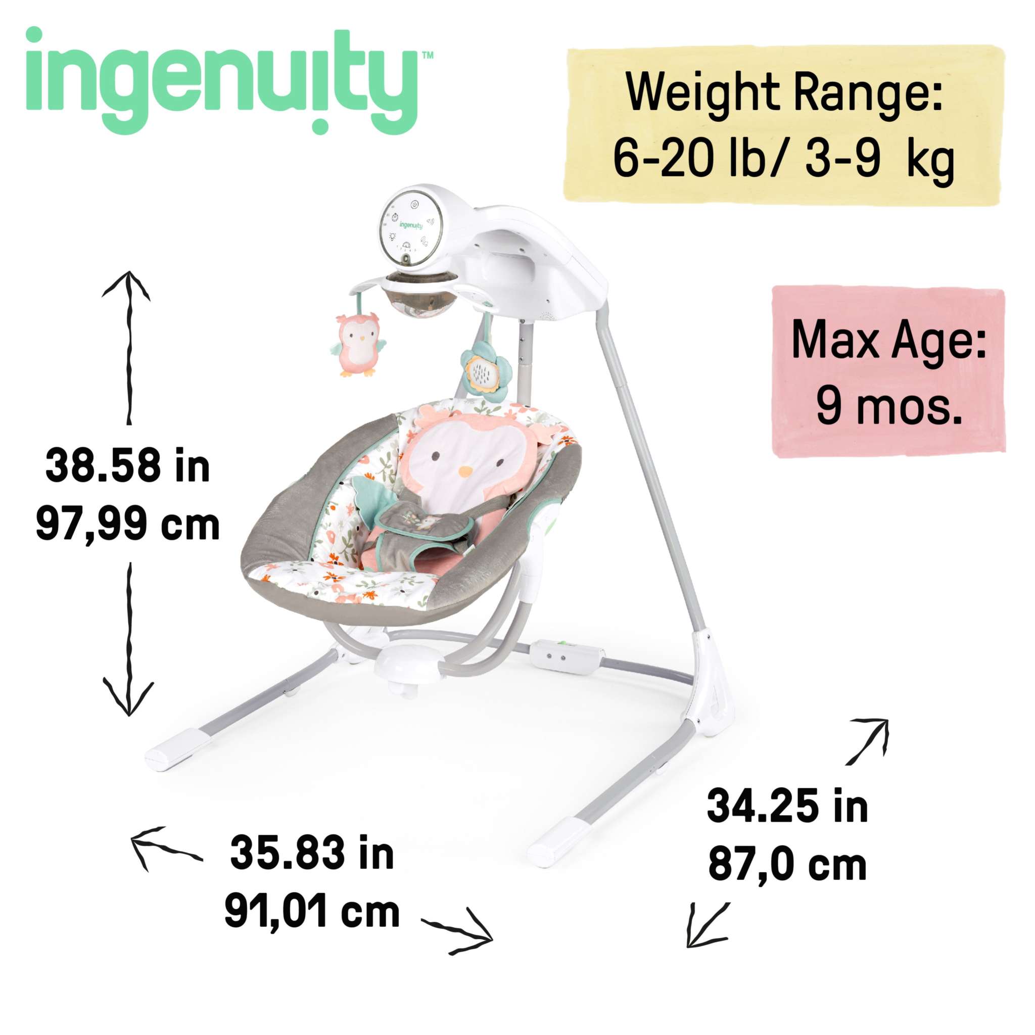 Ingenuity InLighten Soothing Swing Comfort for Babies