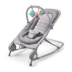 Light gray tweed 2-in-1 Bouncer & Rocker with removable toy bar and soft toys