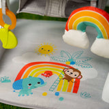 Bright Starts Learn-to-Sit 2-Position Floor Seat with toys and padded seat for baby comfort.