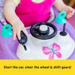 Little Speedster 3-in-1 Car Walker in Purple Power with steering wheel and adjustable height.