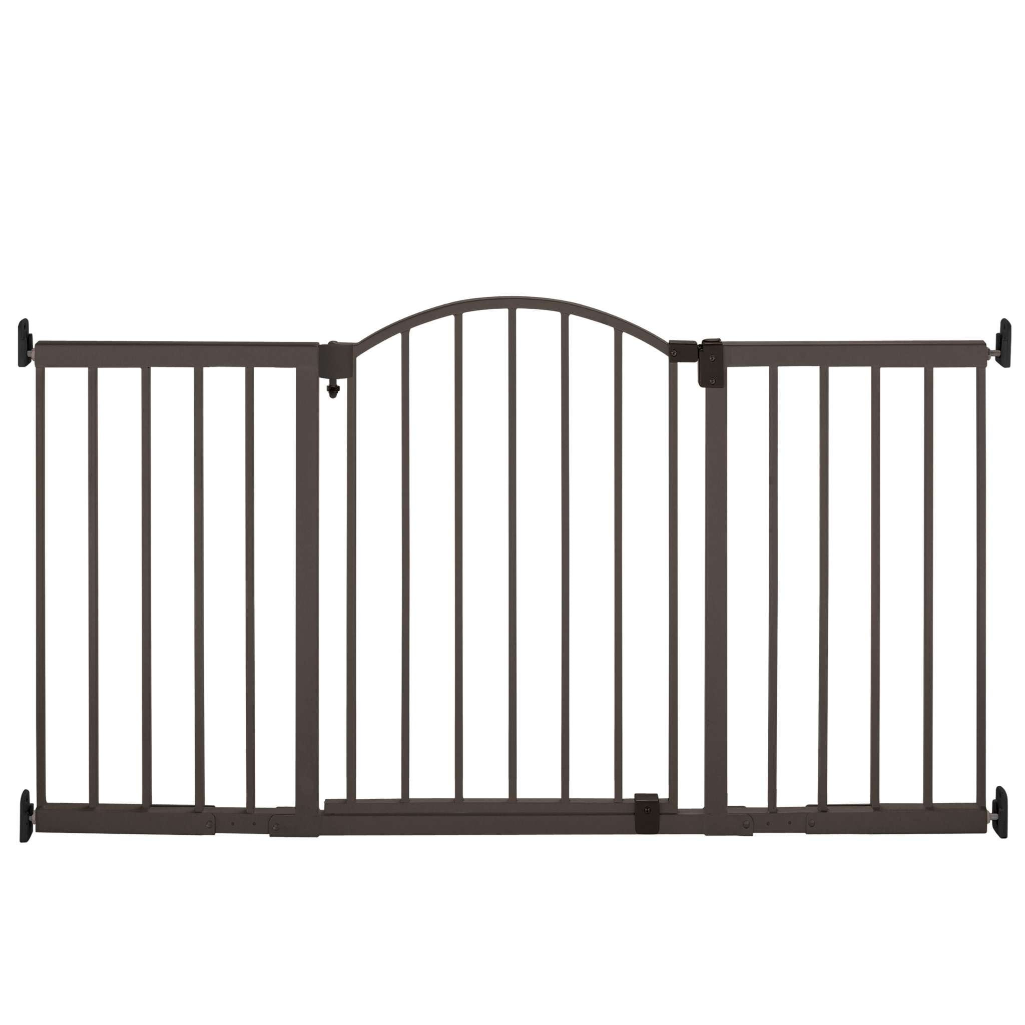 The Thruway 72XW Series Pet and Baby Metal Gate, bronze, expandable 44-72 inches wide, 36 inches tall.