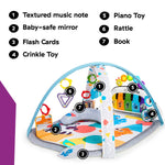 Baby Einstein 4-in-1 Kickin’ Tunes Music & Language Discovery Gym with toys and colorful kick piano.
