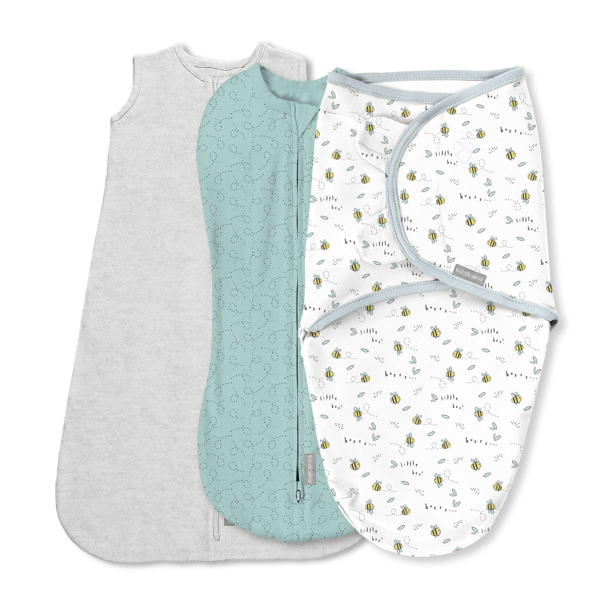 SwaddleMe by Ingenuity Comfort Pack - 3 baby swaddles in neutral colors, size 0-3 months.
