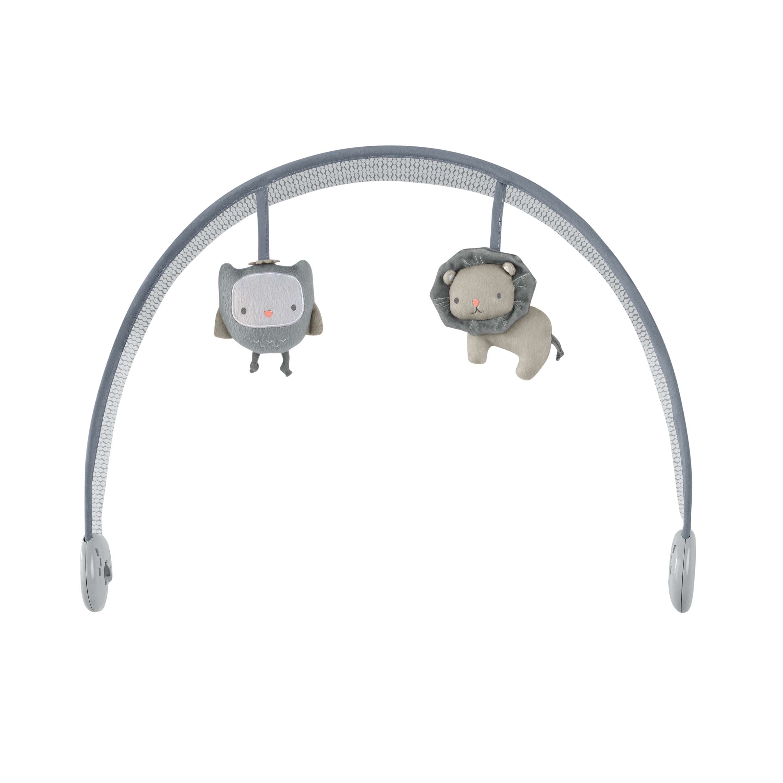 SmartBounce Automatic Bouncer - Braden overhead toy bar with two plush toys.