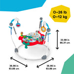 Airplane Adventure 2-in-1 Activity Jumper with multi-sensory toys, adjustable seat, and interactive toy station for babies 6-12 months.