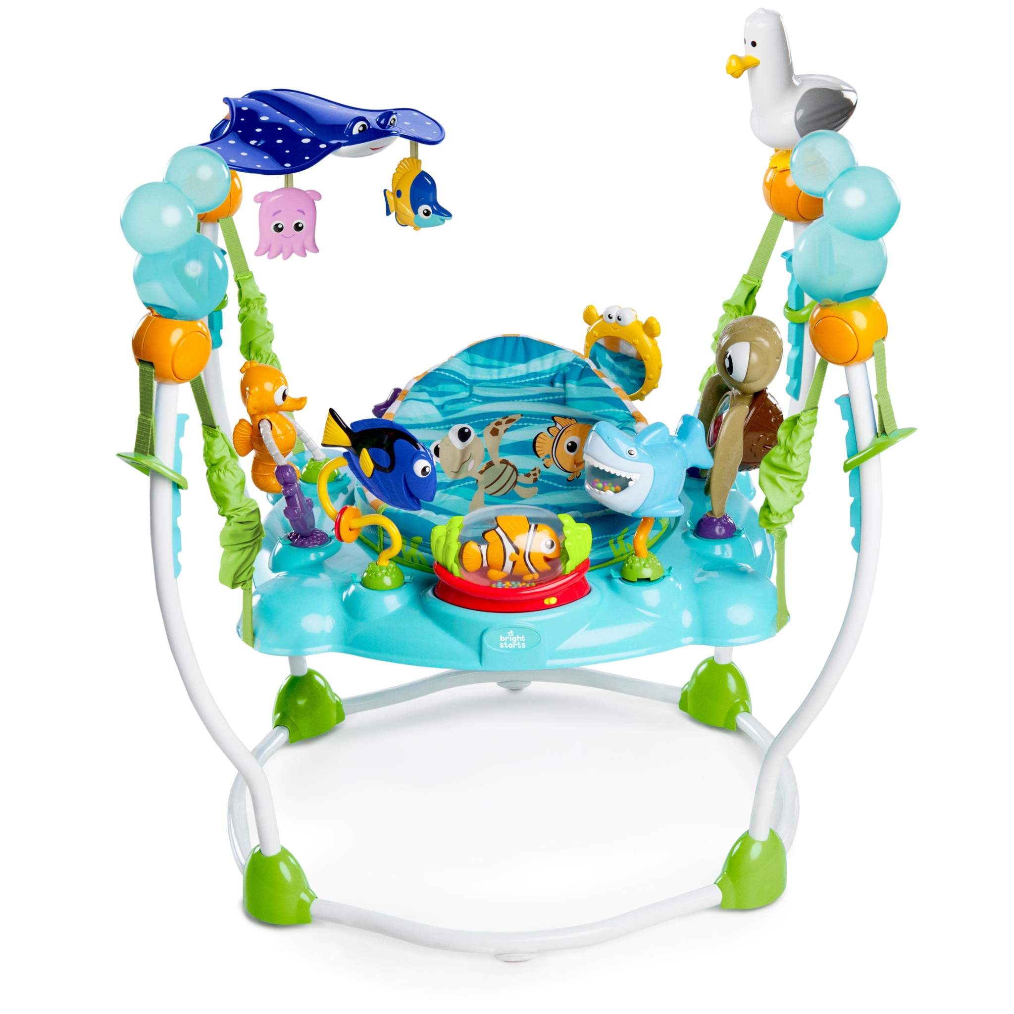 Disney Baby Finding Nemo themed baby activity jumper with 360-degree rotating seat and interactive ocean character toys
