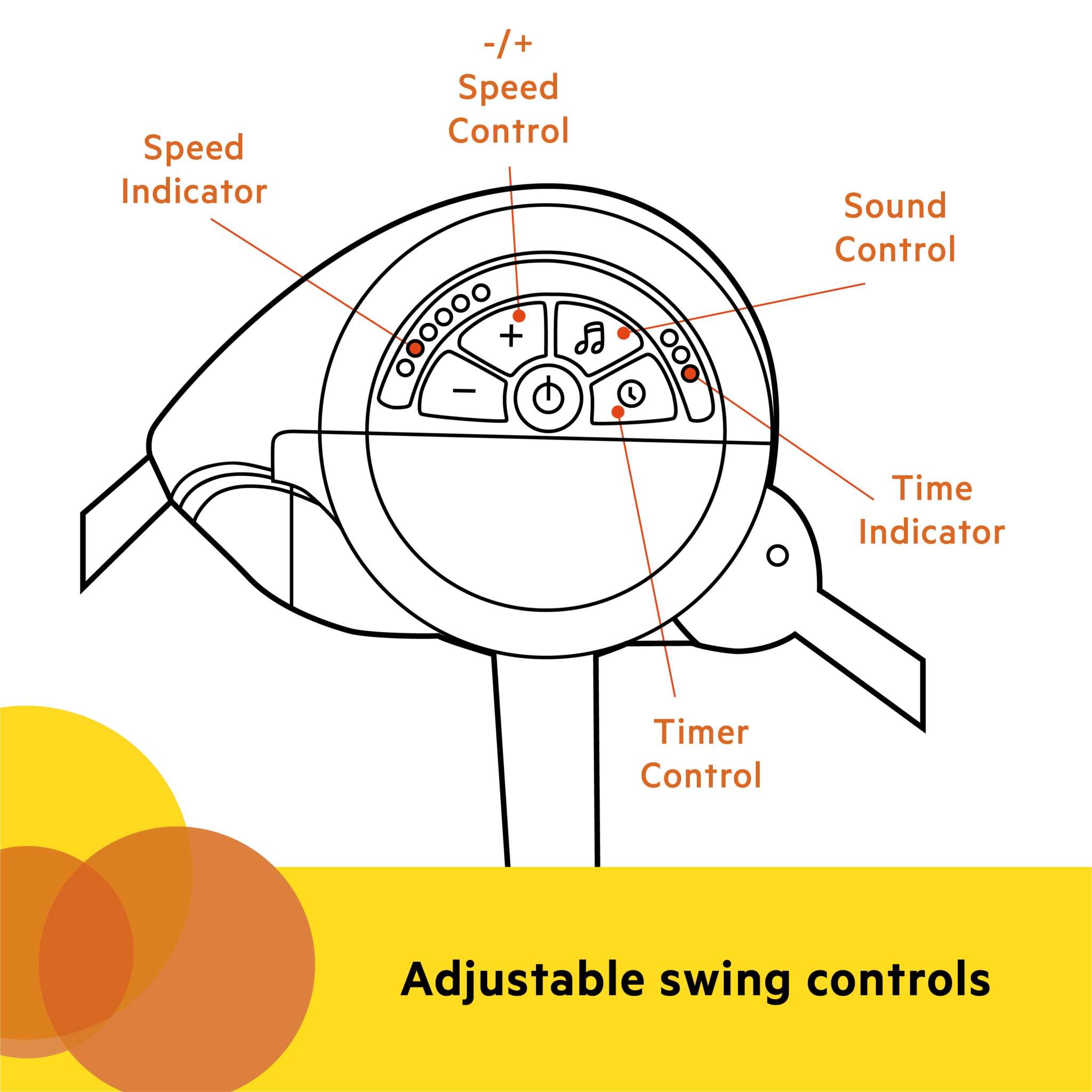 Adjustable swing controls on the Playful Paradise Portable Swing.