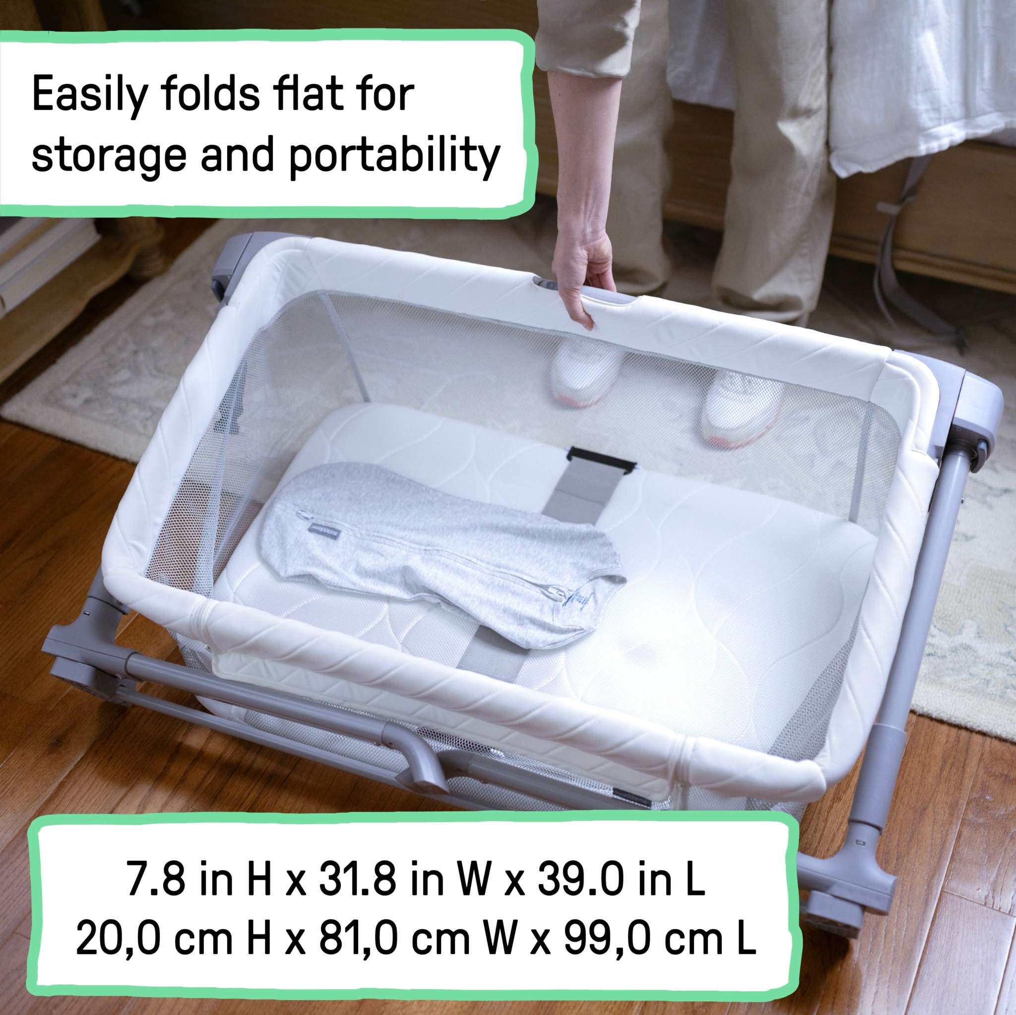 baby in a dreamsecure 2-in-1 co-sleeping bassinet