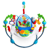 Baby Einstein Neighborhood Symphony Activity Jumper with colorful interactive musical toys, rotating seat, and height adjustments.