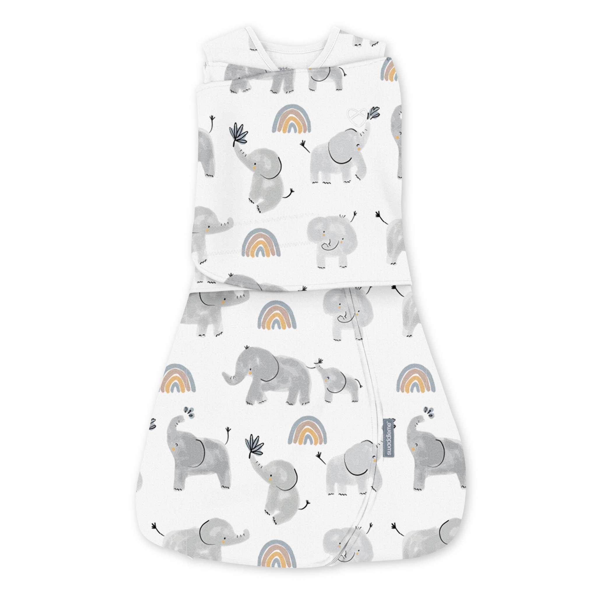 swaddleme by ingenuity arms free convertible swaddle - happy elephant