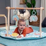 baby with sun valley wooden toy arch & play mat