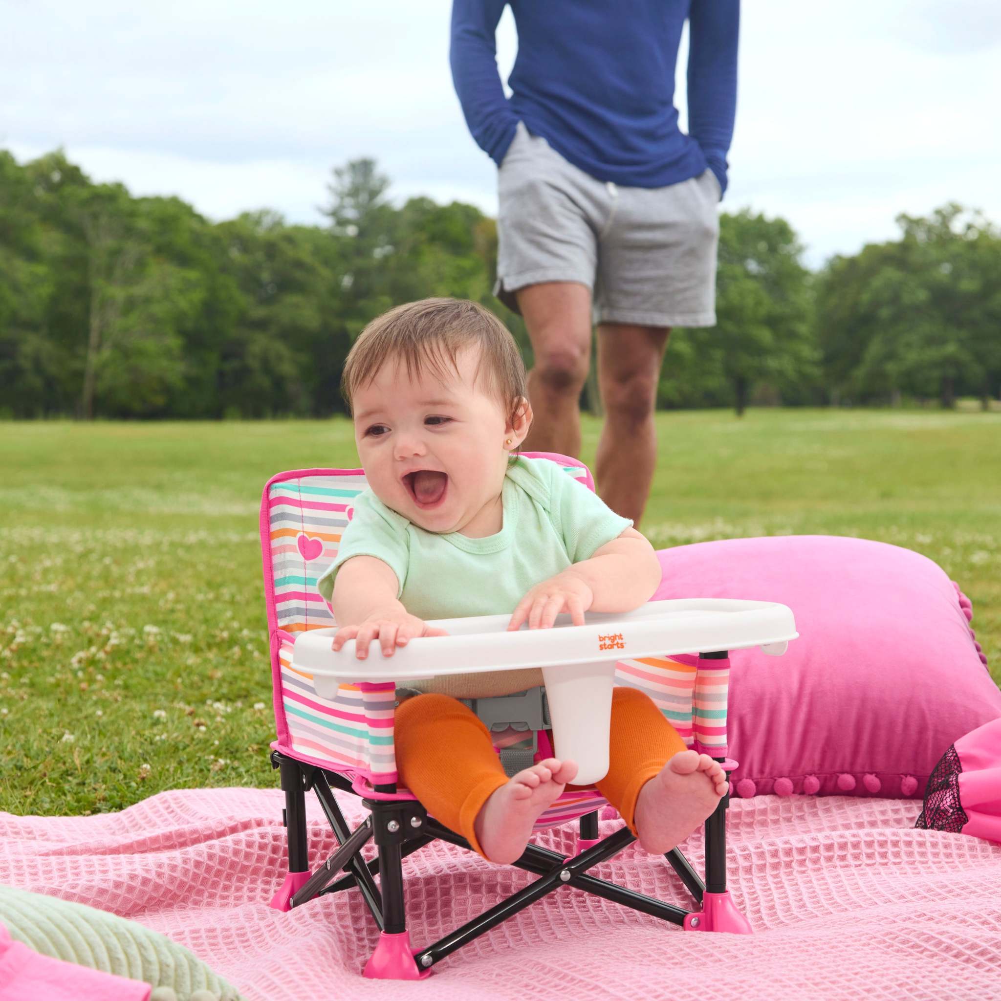 Kids2 Spring Trends baby gear collection with Bright Starts booster seat and Ingenuity stroller for stylish spring outings
