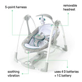 Ingenuity ConvertMe 2-in-1 Compact Portable Baby Swing 2 Infant Seat, Nash