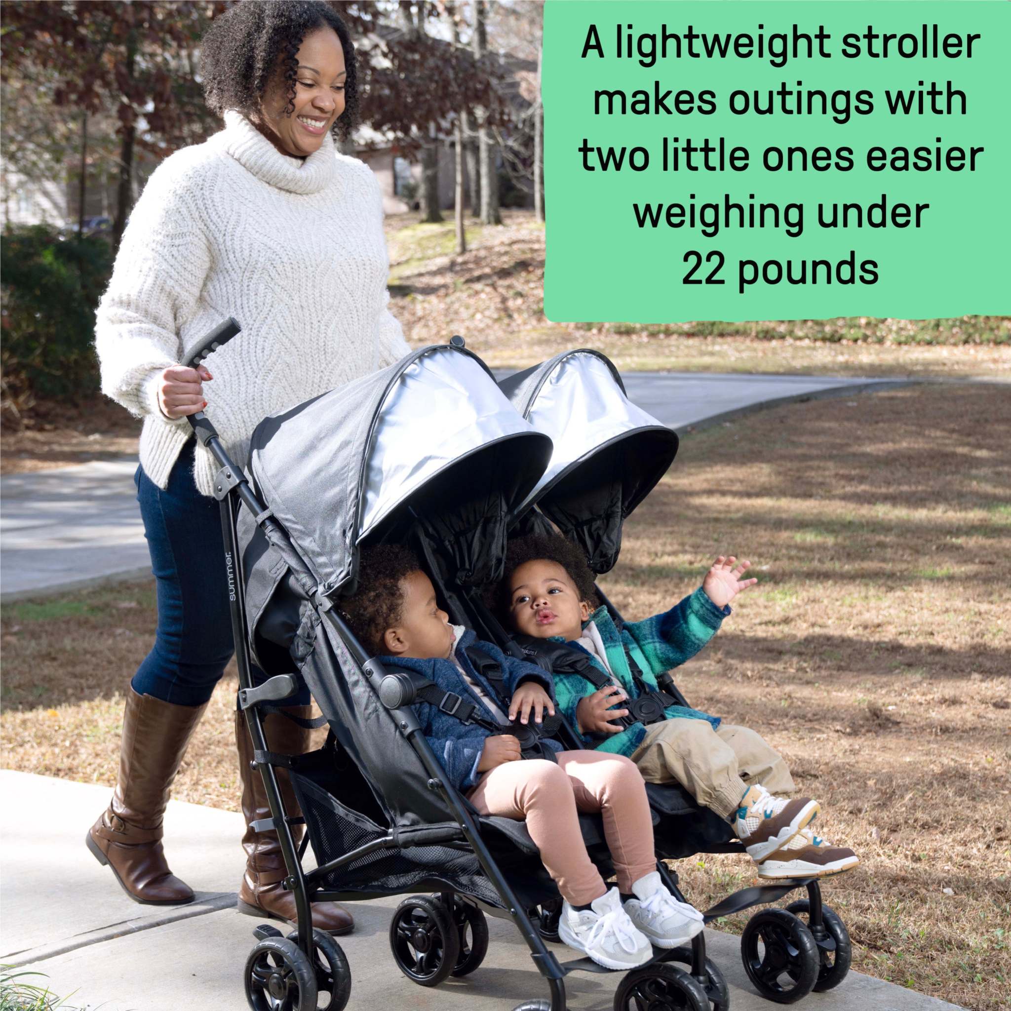 Ingenuity 3Dlite Double Convenience Stroller lightweight foldable with padded seats and storage baskets
