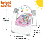 Bright Starts Pink Paradise Portable Swing with interactive toys and 6 swing speeds