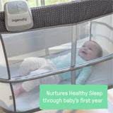 Dream and Grow Bedside Bassinet with breathable mesh sides and adjustable height for newborns to 12 months