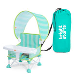 Bright Starts Pop 'N Sit Cabana Portable Booster Chair with UPF Canopy, Indoor/Outdoor, Teal, 6 Mos - 3 Yrs
