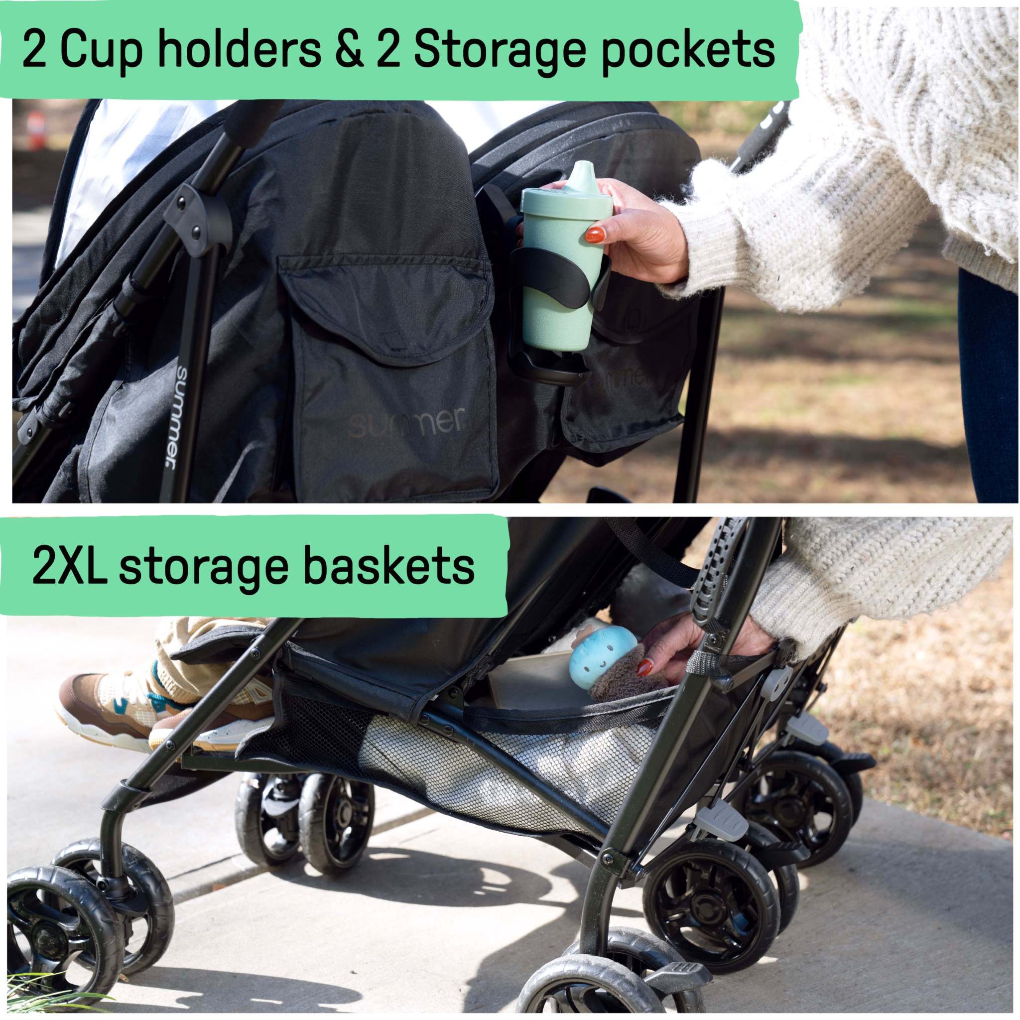 aluminum double stroller 3Dlite Double Convenience Stroller (Black)