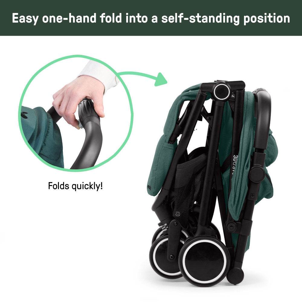 Ingenuity 3DTravelmate Pro Compact Travel Stroller with Ride-On Board, One-Hand Fold, Car Seat Compatible, Protective Canopy