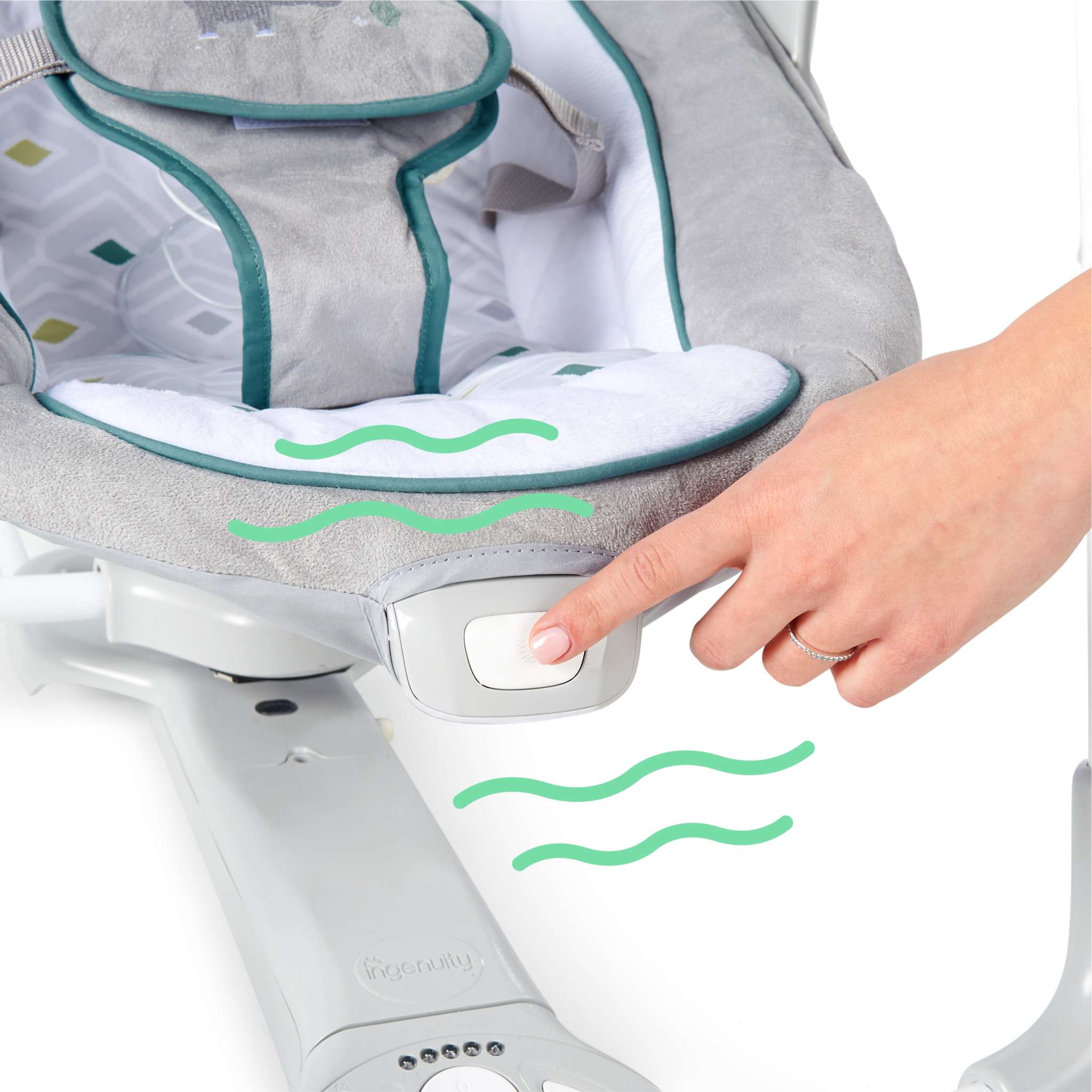 ConvertMe Swing-2-Seat portable baby swing and stationary seat with plush elephant toy and foldable design