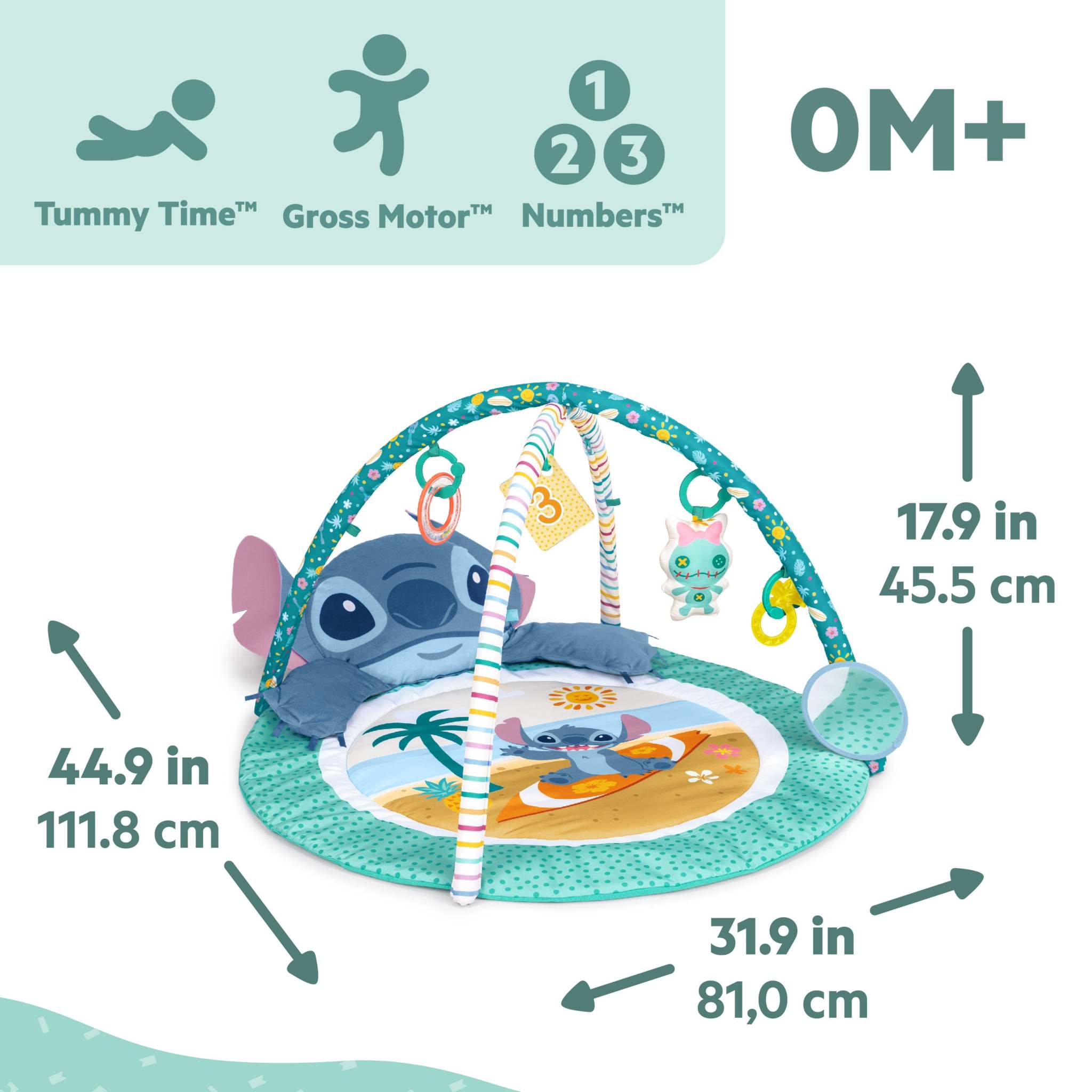 Disney Baby Stitch Party in Paradise Activity Gym with tropical design and detachable toys for infants