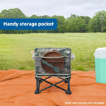 Ford Bronco Desert Grey Pop 'N Sit portable booster seat with camo print and removable tray for babies and toddlers