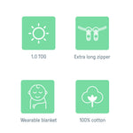 SwaddleMe by Ingenuity Night Sack Sleeper wearable cotton baby blanket for 3-18 months with zipper and hip-healthy design