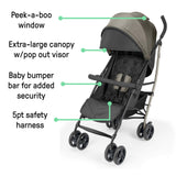 Ingenuity 3Dlite Jewel Convenience Stroller  Lightweight Folding Stroller with Car Seat Compatibility & Extra-Large Canopy - Khaki