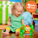 Bright Starts Roll & Glow Monkey interactive toy lighting up and rolling for toddler chase play