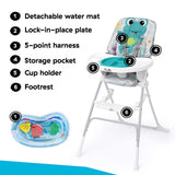 Baby Einstein Ocean Explorers Snack & Splash Compact Folding High Chair with sensory water mat and adjustable tray