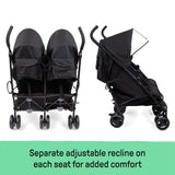 Ingenuity 3Dlite Double Stroller lightweight aluminum frame with padded double seats and sun visors