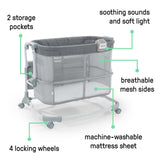 Ingenuity Dream and Grow Bedside Bassinet with breathable mesh sides and adjustable height for newborns to 12 months