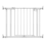 Ingenuity The Doorway 37W Series white metal pet and baby safety gate with Quad Cam-Lock system installed in doorway