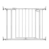 Ingenuity The Doorway 37W Series white metal pet and baby safety gate with Quad Cam-Lock system installed in doorway
