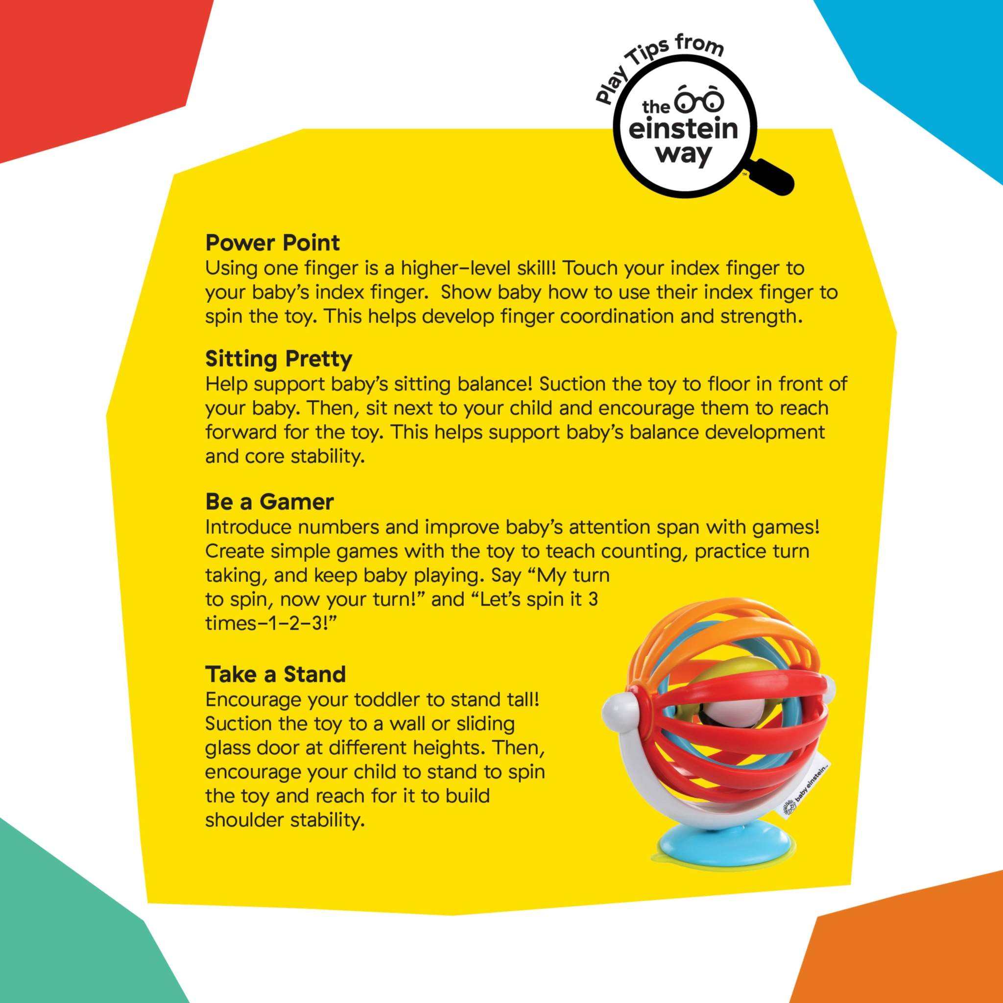 Baby Einstein Sticky Spinner suction toy on high chair