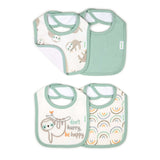 Ingenuity Easy Eater 4-Pack Absorbent Terry-Backed Cotton Baby Bib Set for Eating or Teething - Canopy