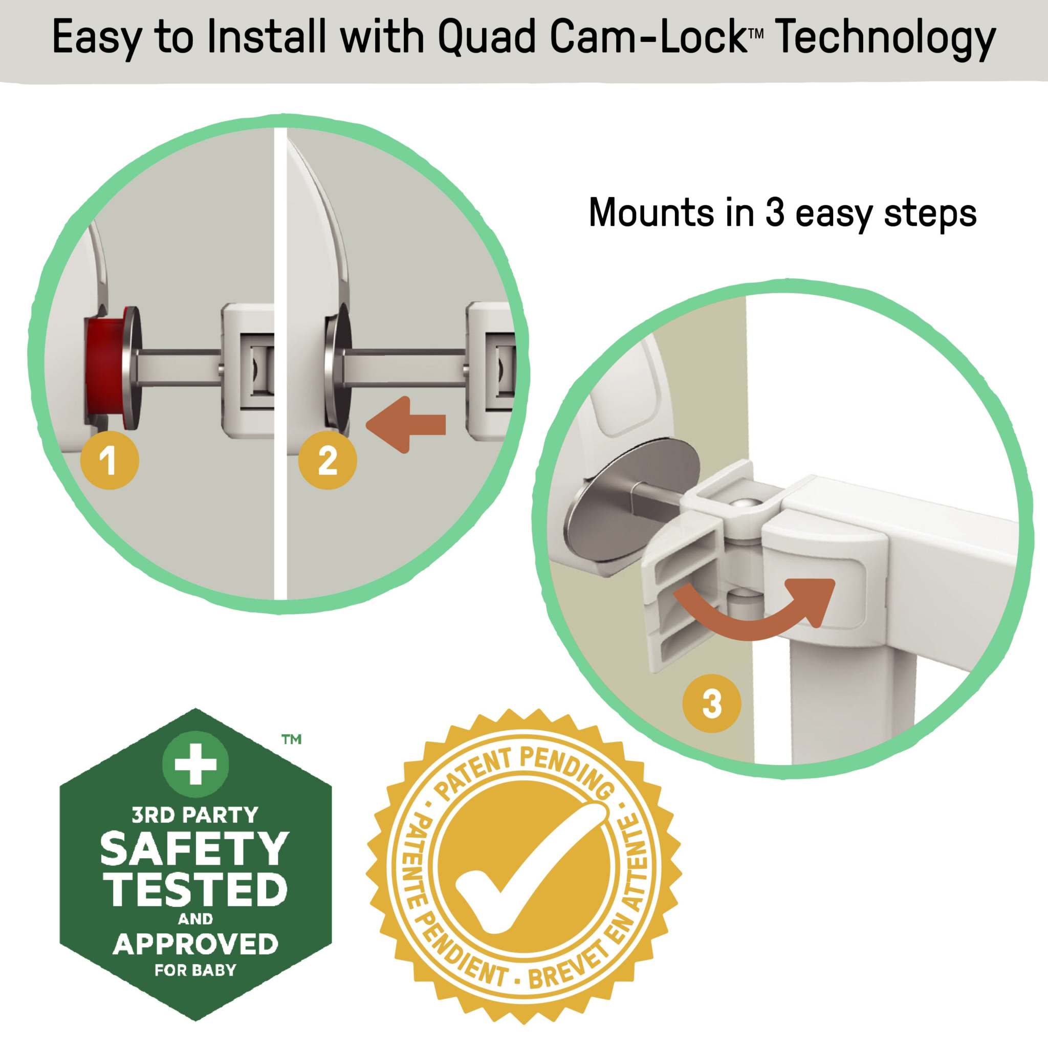 Ingenuity The Doorway 37W Series pet and baby gate with Quad Cam-Lock and white metal finish