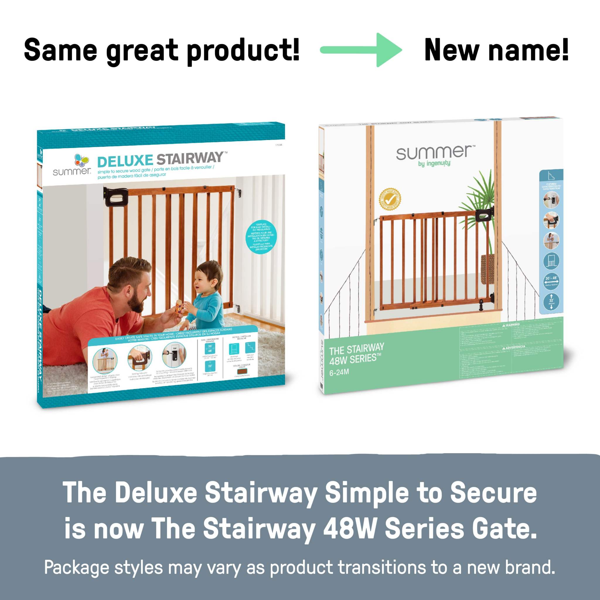 Ingenuity The Stairway 48W Series brown wood safety gate for stairs and pets