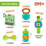 Bright Starts Baby’s First Workout 5-Piece Gift Set, Baby Rattle & Teether Toys, Unisex, 3M+