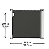 Tuck Away Retractable extra wide safety gate with metal, plastic, and fabric materials